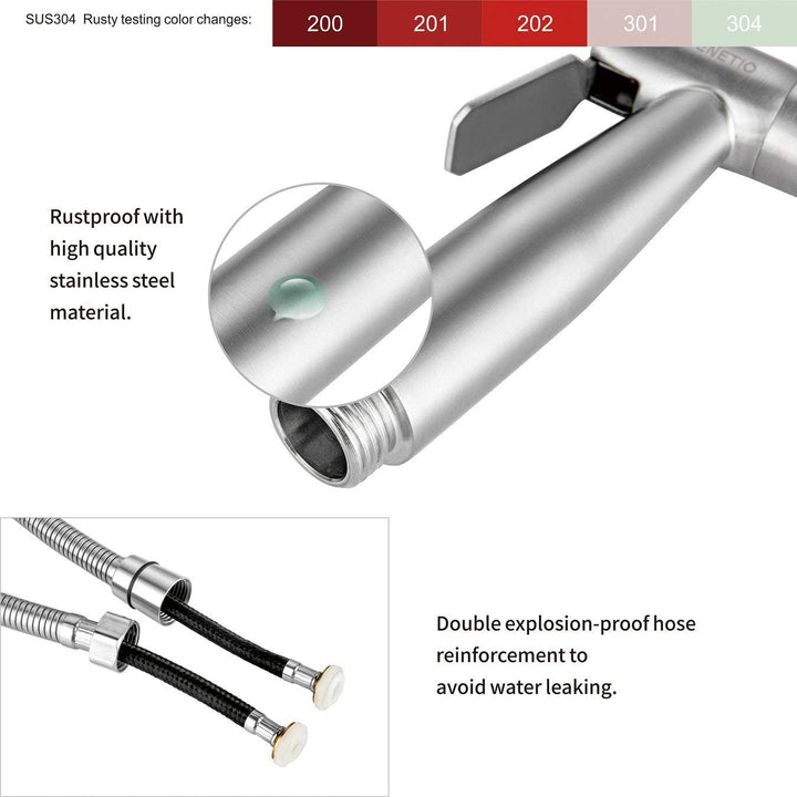 VENETIO Handbrause für Bidet mit auslaufsicherem Schlauch, WC oder Wandmontage, multifunktional für