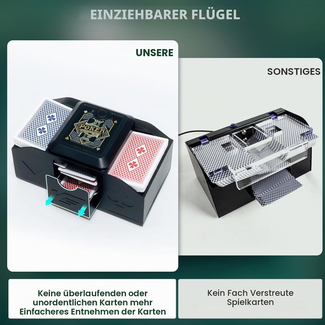 Automatischer Kartenmischer Elektrische Kartenmischmaschine für 2 Kartensätze 2 Modi Geräuscharmer M