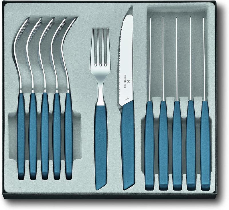 Victorinox Swiss Modern Besteck-Set für 6 Personen, 12-teilig, inkl. scharfe Messer mit Wellenschlif