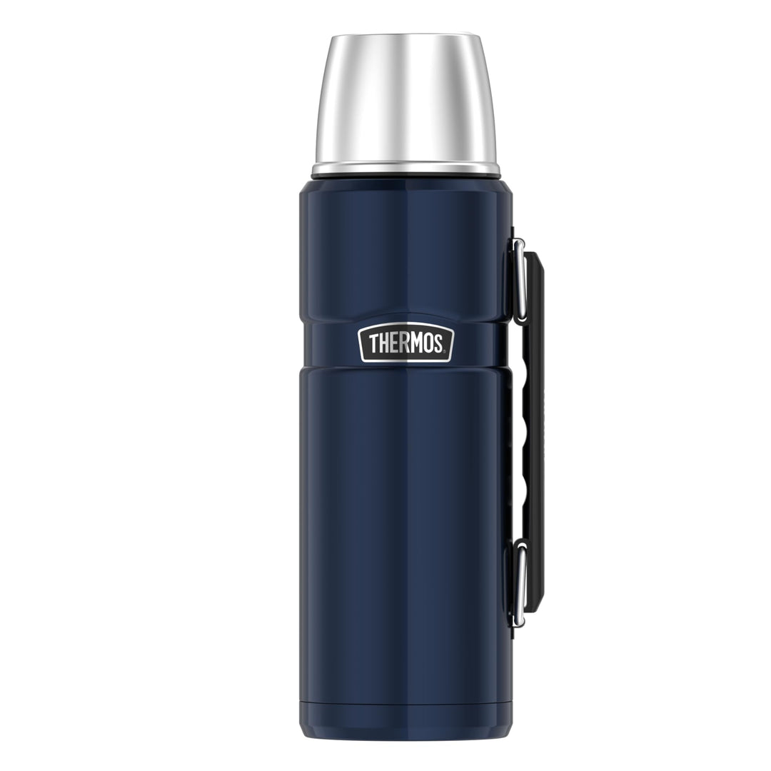 Thermos Stainless King Thermosflasche blau 1,20l - Edelstahl, absolut dicht, mit Trinkbecher und Gri