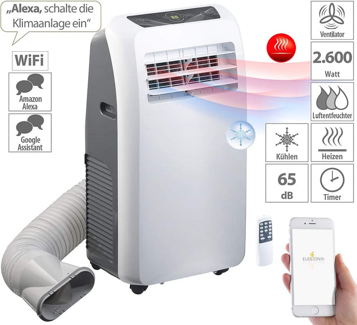 Sichler Haushaltsgeräte Mobile Klimaanlage: Klimaanlage, Heiz-Funktion, 12.000 BTU/h, 3.500 W, WLAN,