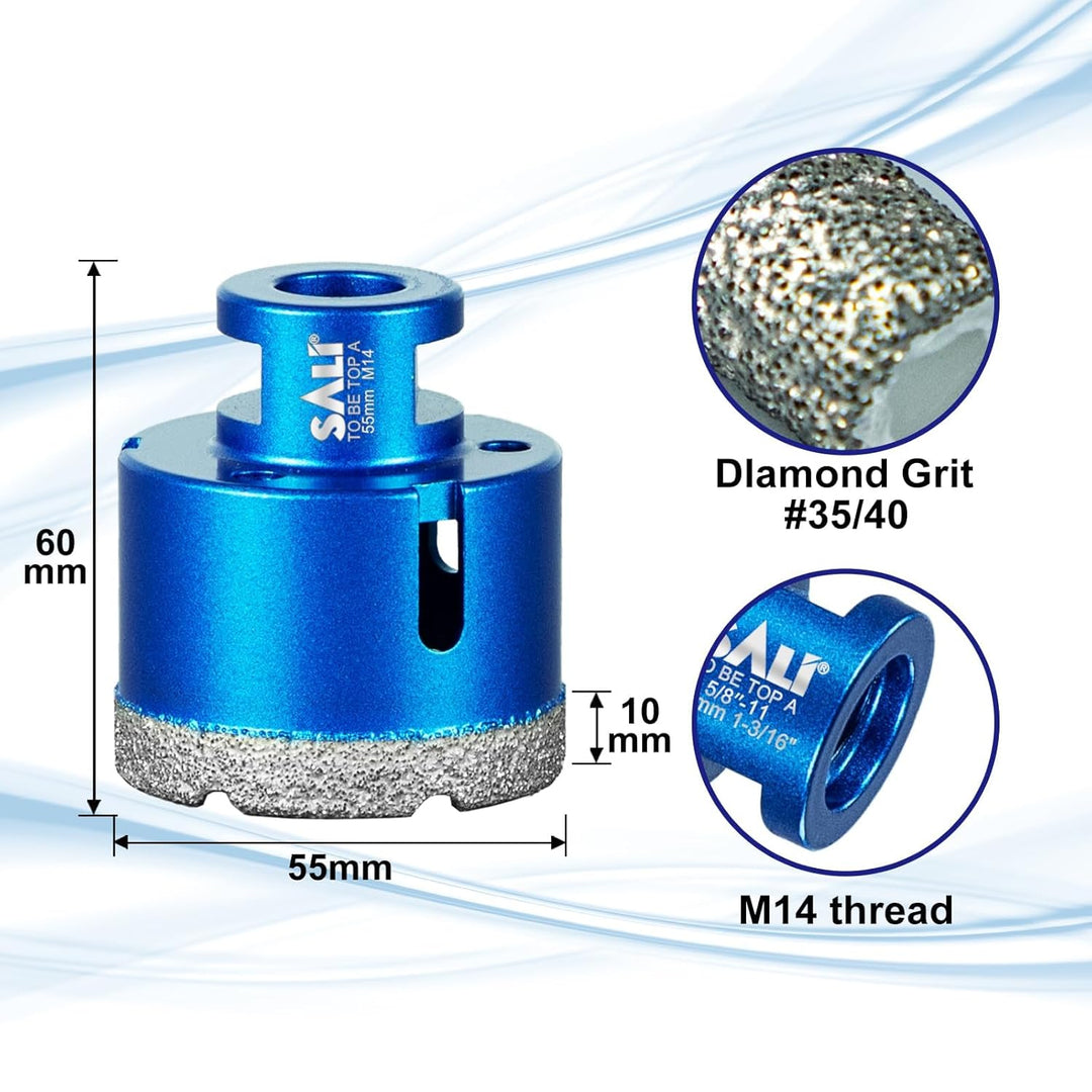 Diamant Fliesenbohrer 55mm M14 Gewinde Trockenbohrer Diamantbohrer Glasbohrer Lochsäge für Keramik,