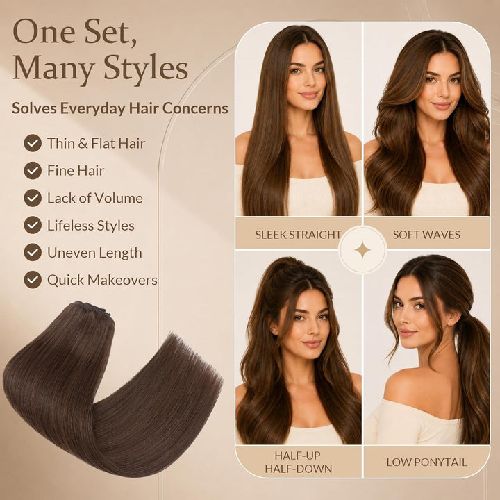 Rich Choices Clip in Extensions Echthaar Extensions Clip in Haarverlängerung Echthaar Remy Human Hai