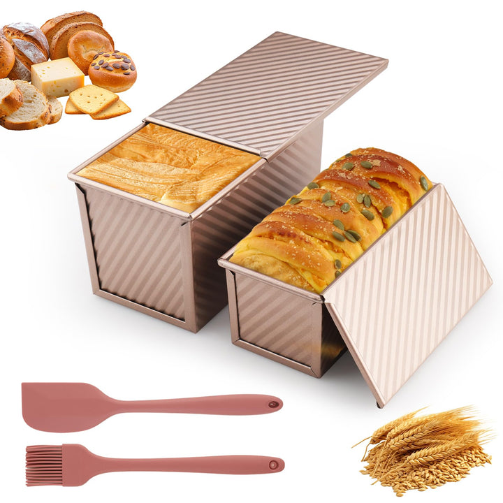 4PCS Brotbackform mit Deckel Set Toast Brot Backform Kastenform Antihaft Toastform mit Deckel inkl P