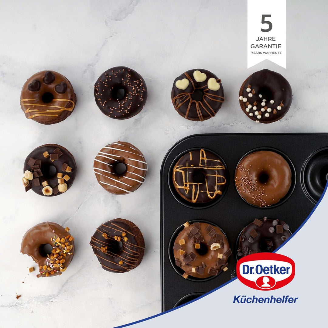 Dr. Oetker 12er Donutbackform TRADITION, Donutform mit Antihaftbeschichtung, hochwertige Backform mi