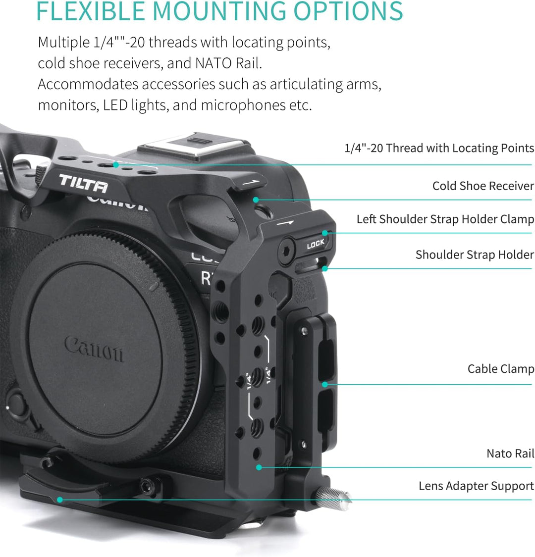 Tilta R7 Käfig, kompletter Kamerakäfig kompatibel mit Canon R7 mit EF-R Mount Adapter Unterstützung