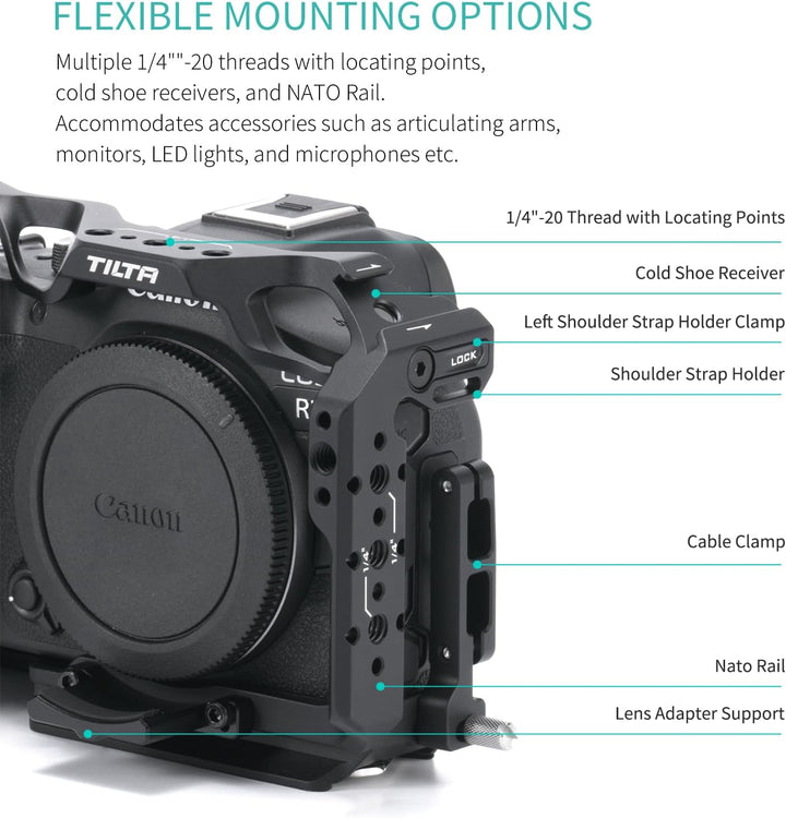 Tilta R7 Käfig, kompletter Kamerakäfig kompatibel mit Canon R7 mit EF-R Mount Adapter Unterstützung