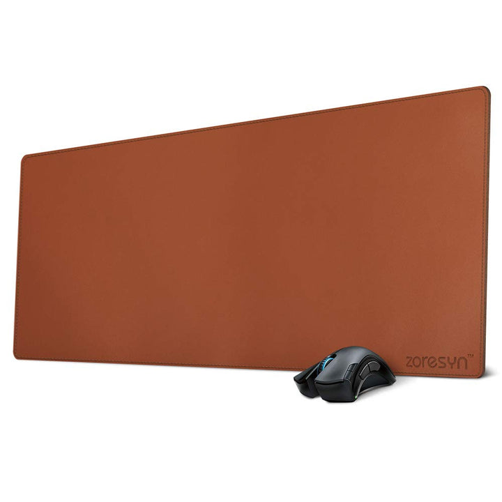 ZORESYN Schreibtischunterlage PU-Leder Braun 90 x 40 cm 900L x 400B mm Light Brown, 900L x 400B mm L