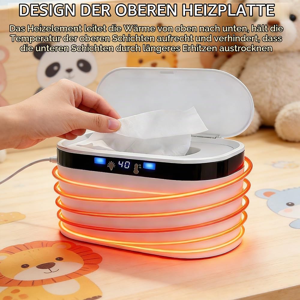 SGZIOO Feuchttuch Wärmer, Feuchttuchwärmer Baby, Feuchttücher-Heizung mit LED-Nachtlicht, 3 Heizstuf