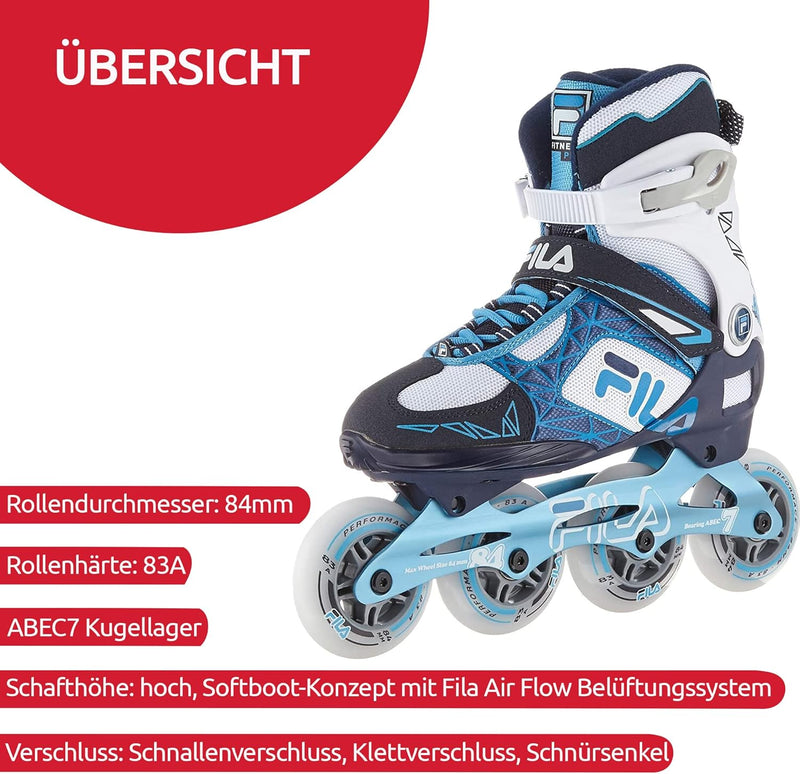 FILA Inliner Damen Legacy Pro 84, Inline-Skates mit Air Flow Belüftungssystem, Rollerblades mit bequ