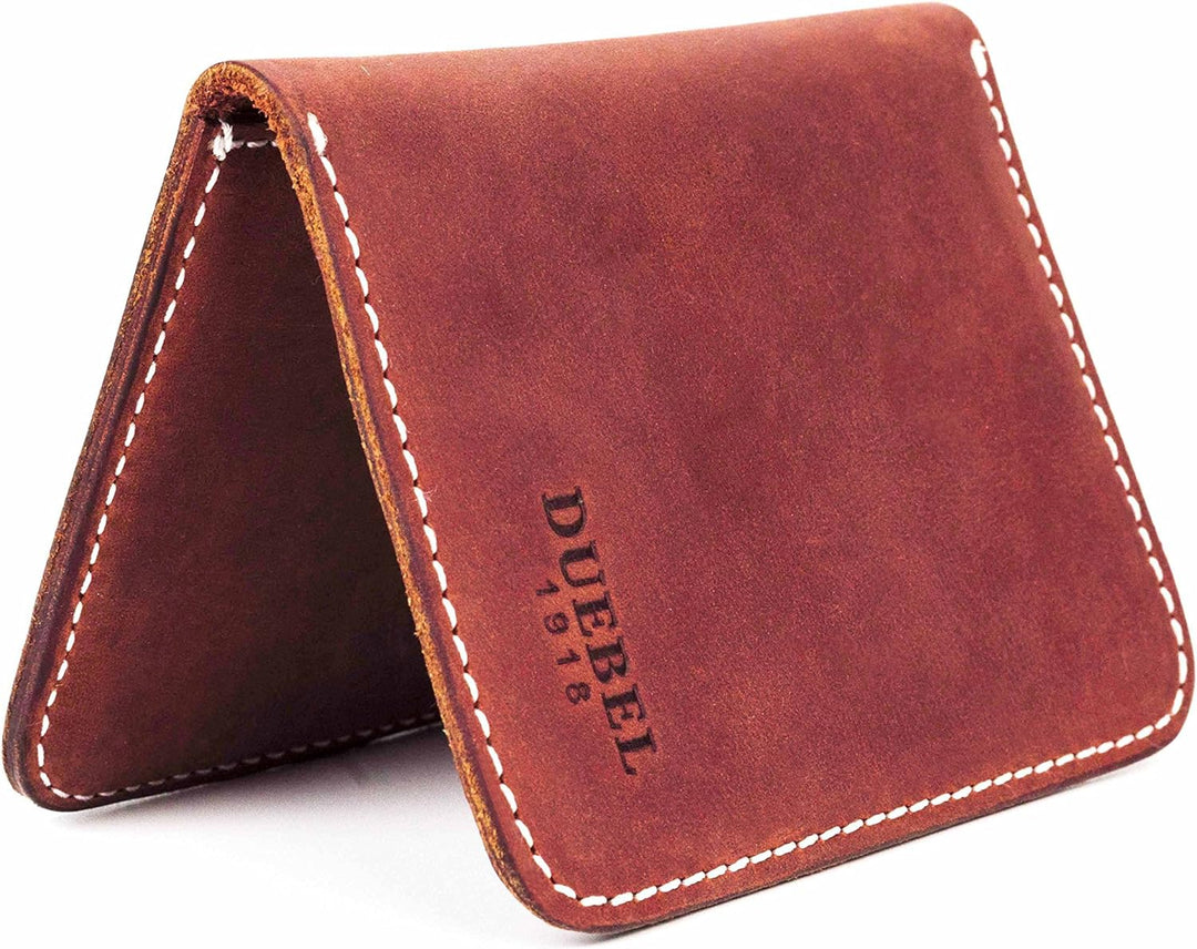 DUEBEL Herren Vollkorn Leder Bifold Reise Brieftaschen/Halter/Case/Protector, Rot