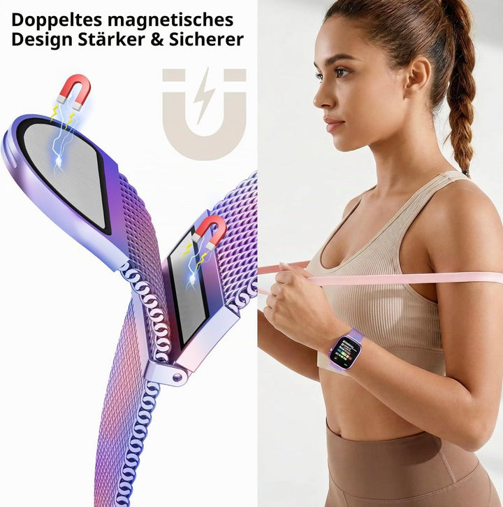 Higgs Ersatzarmband Kompatibel mit Apple Watch Armband 46mm 45mm 44mm 42mm 41 mm 40mm 38mm 49mm, Mag