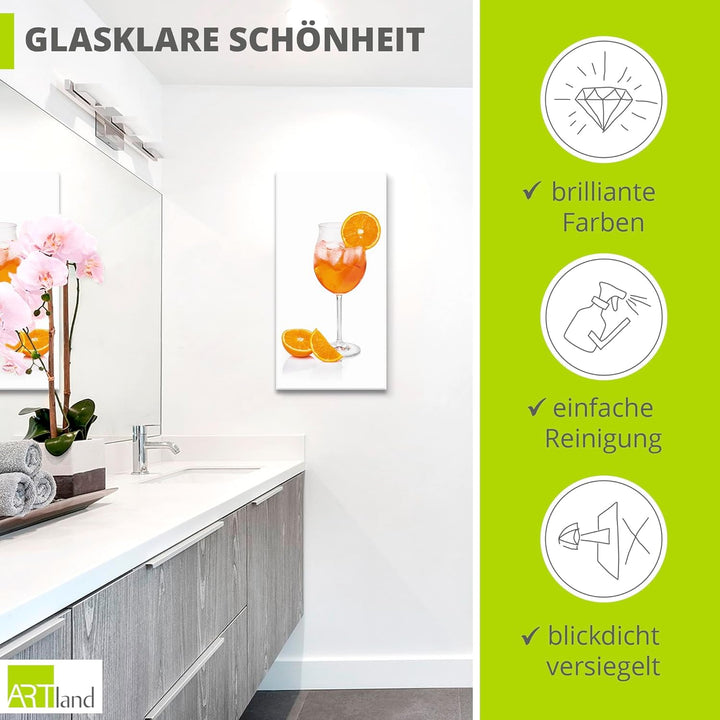 ARTland Glasbilder Wandbild Glas Bild einteilig 30x60 cm Hochformat Cocktails Früchte Obst Cocktailb