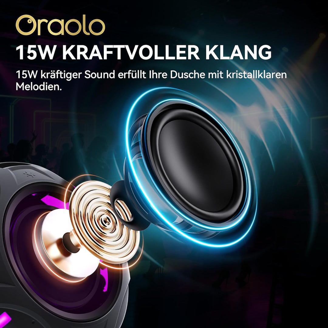 oraolo Bluetooth Lautsprecher Dusche Tragbarer Mini Musikbox | IPX7 Wasserdicht Duschlautsprecher 8H