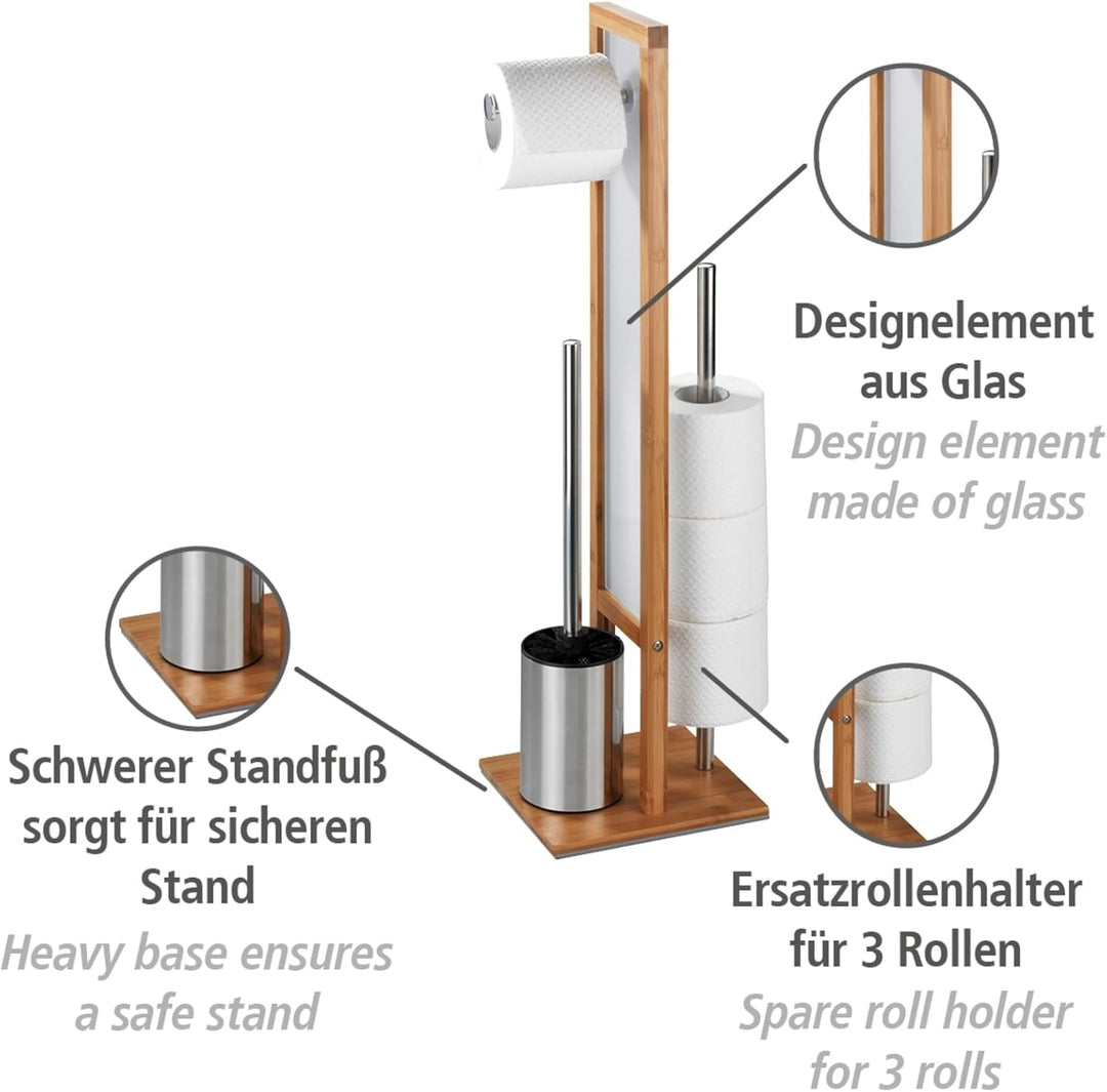 WENKO Stand WC-Garnitur Rivalta, mit integriertem Toilettenpapierhalter und WC-Bürstenhalter, aus ec