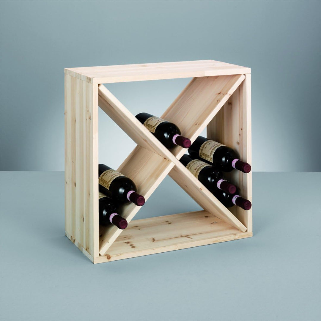 Zeller 13170 Weinregal, Naturholz, Kreuz, ca. 52 x 25 x 52 cm, Natur 4, 4