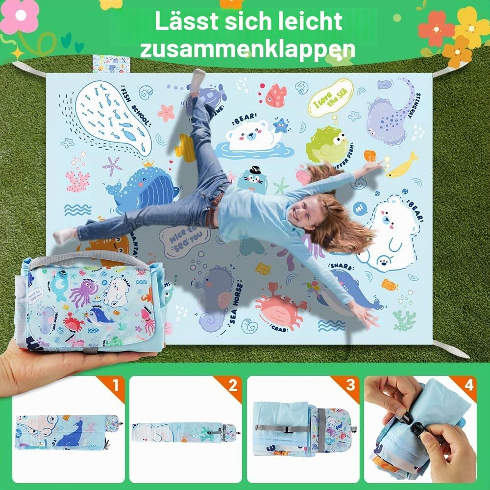 Picknickdecke wasserdicht, 145 x 210 cm Mini picknickdecke, Wasserdicht und schmutzabweisend, Ultral