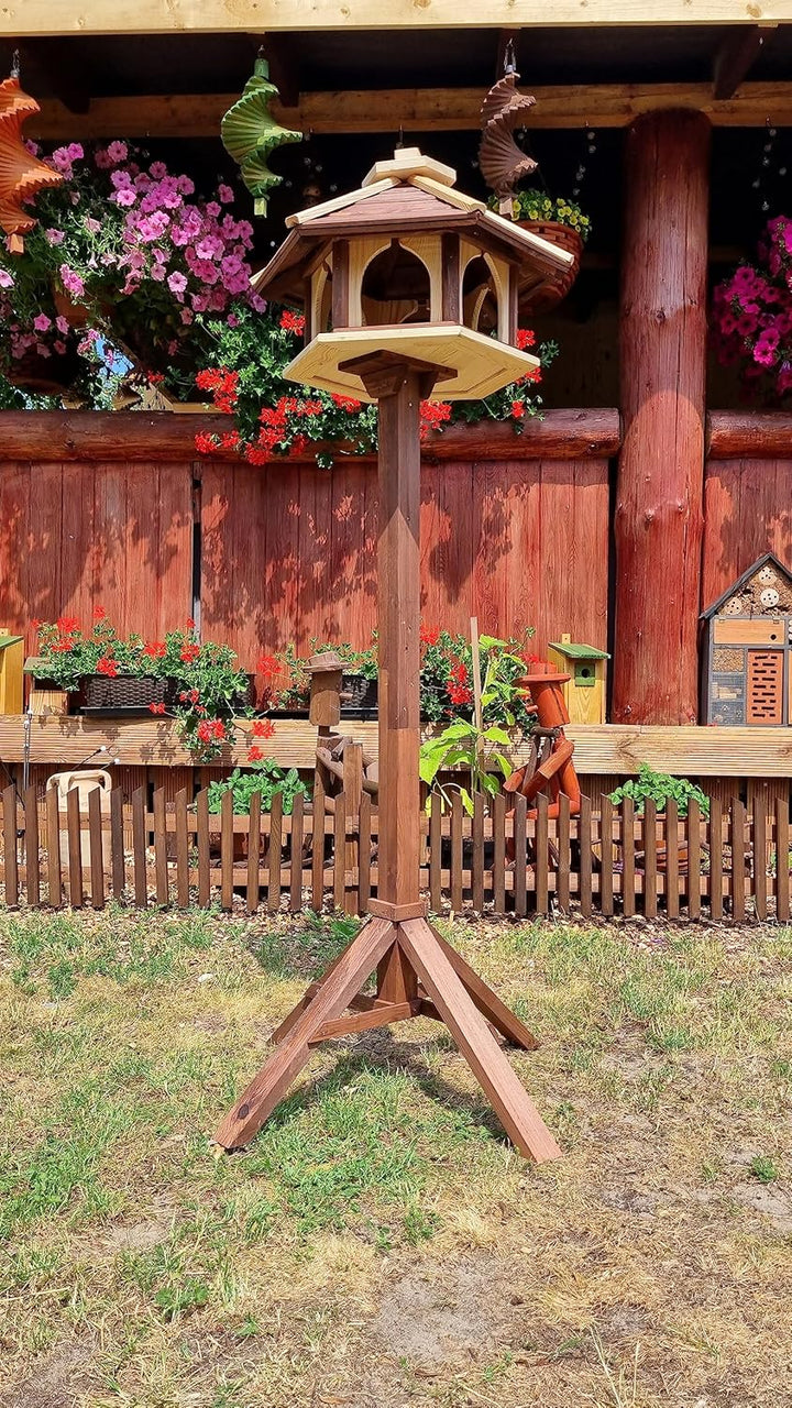 Vogelhaus mit Stander aus Holz, wetterfest, vogelfutterhaus, Futterhaus, Futterstation für Wildvögel