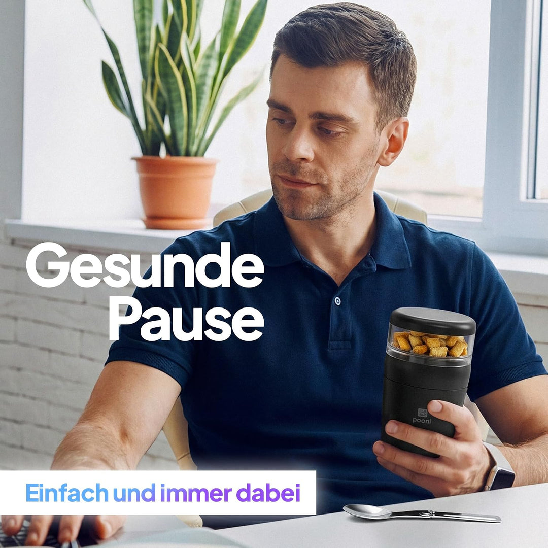 Müslibecher, auslaufsicherer Joghurtbecher to go mit Löffel, für Müsli, Joghurt, Frühstücksbecher au