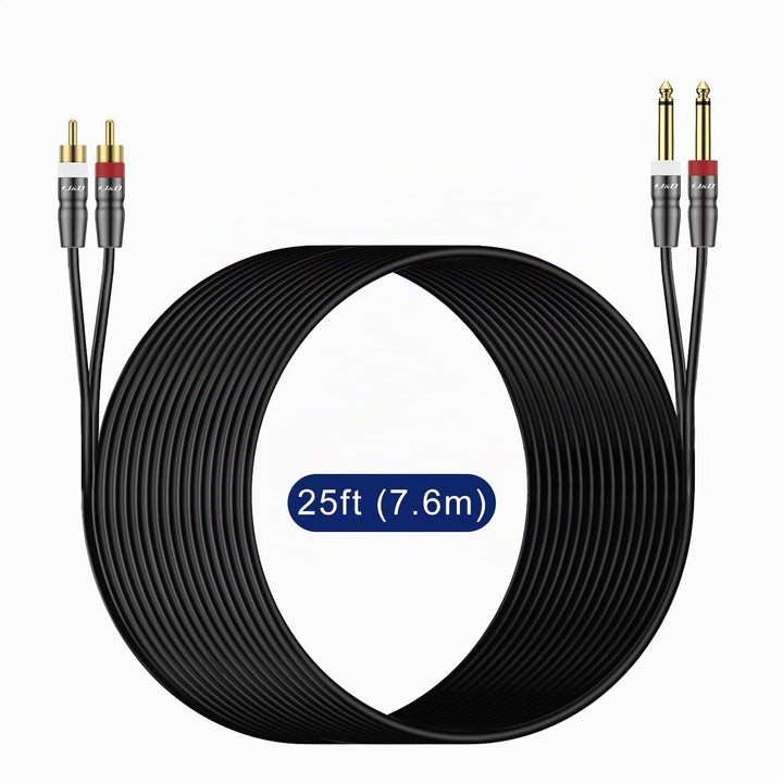 J&amp;D Dual 6,35 mm zu 2RCA Kabel, Heavy Duty 1/4 Männlich auf Cinch Männlich Adapter Stereo Audio Inte