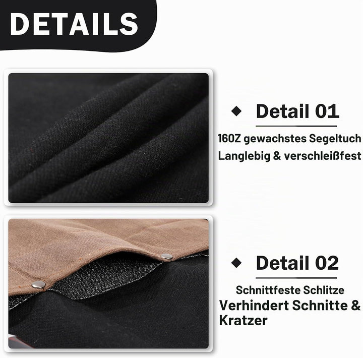 Kaaltisy Kochmesser Roll, 16OZ gewachstes Segeltuch, Messertasche mit professionellem schnittfestem
