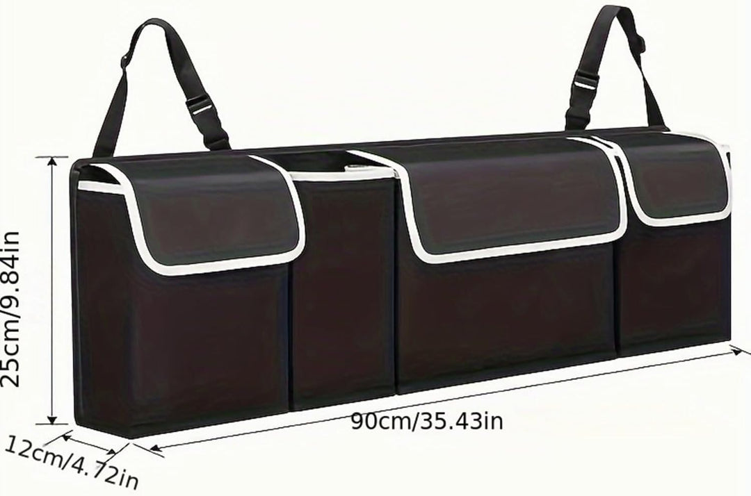 Auto Kofferraum Organizer, Rücksitz Kofferraumtasche mit 4 Taschen Kofferraum-Organizer aus Oxford-S