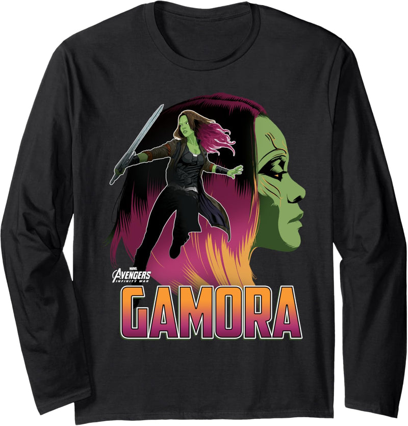 Marvel Infinity War Gamora Head Profile Langarmshirt