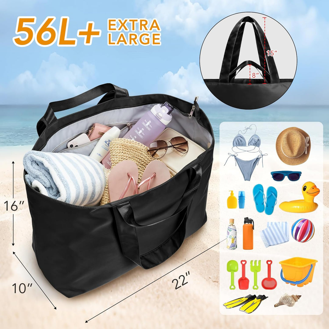 KALIDI Faltbare Shopper Reisetasche Strandtasche XXL,60L Extra grosse Holdall Weekender Gym Tasche m