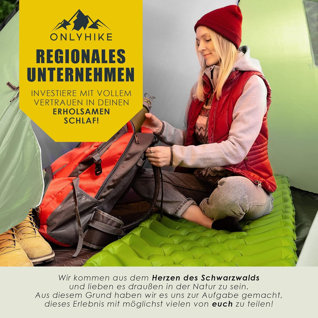 ONLYHIKE® Isomatte Ultraleicht [gratis Camping Kissen] I Outdoor Camping Matratze I rutschfeste Matt