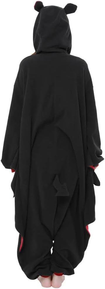 SAZAC Fledermaus Kigurumi - Onesie Jumpsuit Halloween Kostüm M-L Schwarz, M-L Schwarz