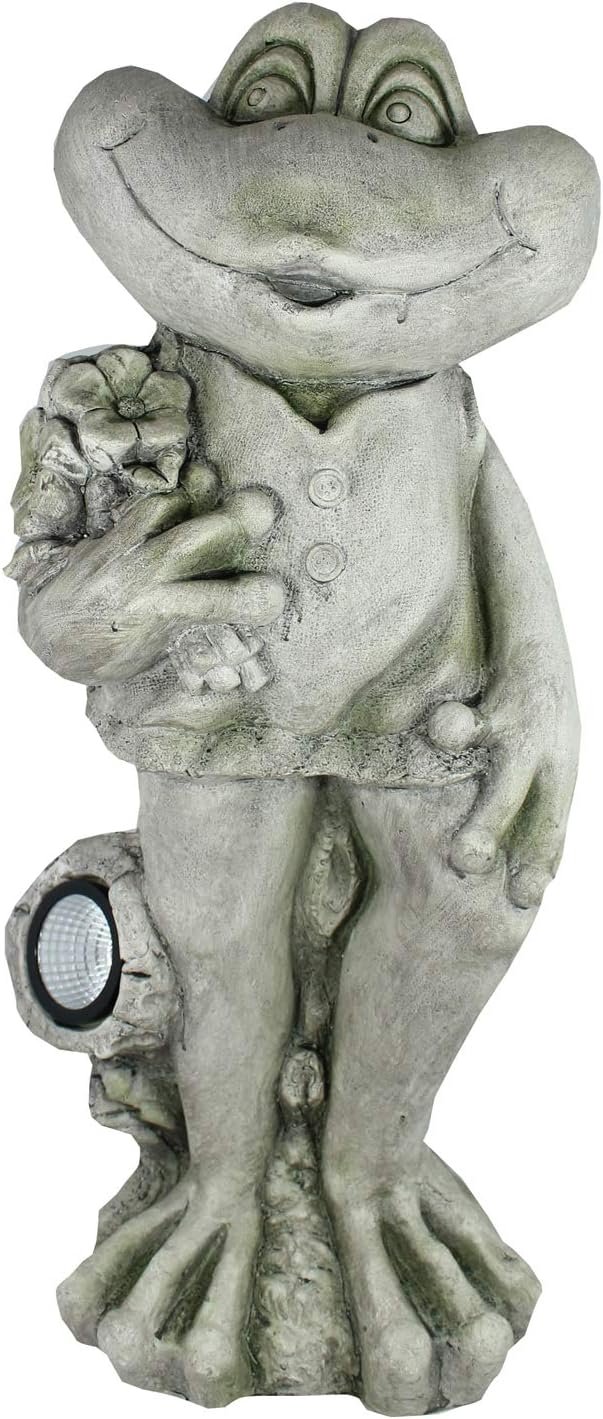colourliving Solar Gartenfigur Frosch Solarlleuchte Froschfigur 66 cm Hoch LED Gartenleuchte mit Sol