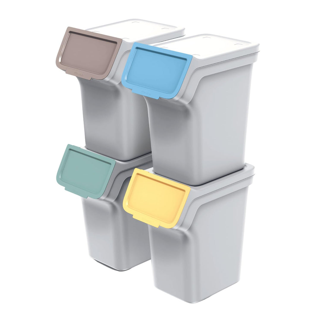 Keden Stackbox Q Mülltrennsystem 4x20L Set Mülltrennungsbehälter mit Deckel Recycling Recyclingbehäl