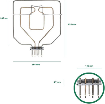 Kenekos - Heizelement 230V Oberhitze, Grill - kompatibel mit Siemens Bosch Backofen, 00470845/470845