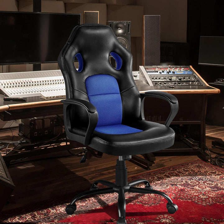 Yaheetech Gaming Stuhl Schreibtischstuhl ergonomischer Bürostuhl, Chefsessel gepolsterte Armlehnen,