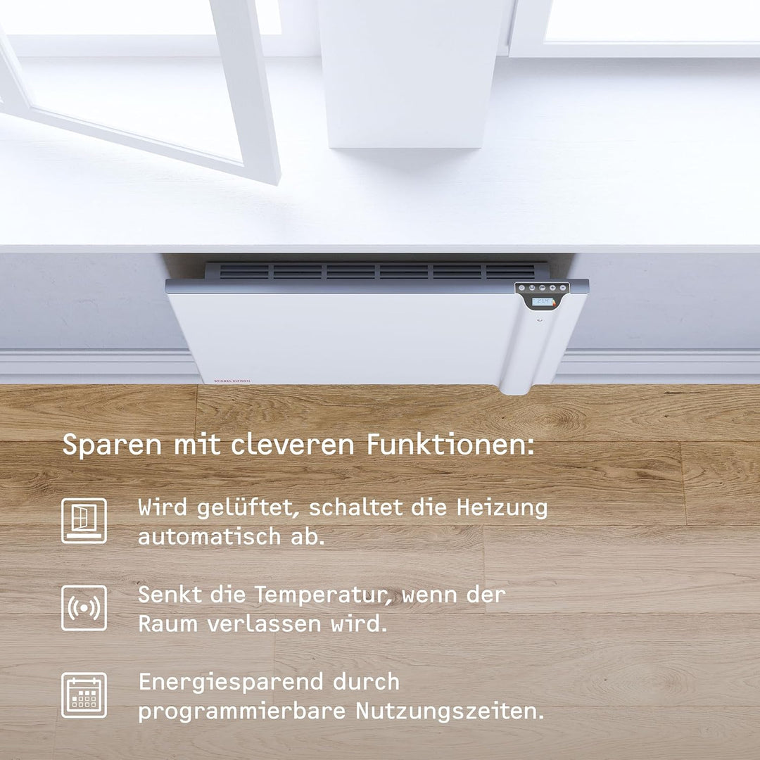 STIEBEL ELTRON Duo Wandkonvektor CND 75, 0,75 kW für ca. 9 m², LC-Display, Wochentimer, Elektroheizu