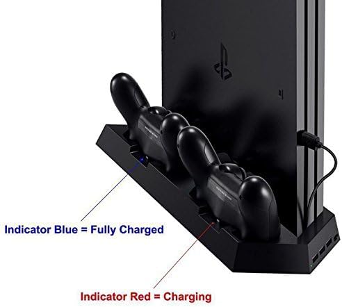 OSTENT Dual Controller Ladegerät Lüfter USB Hub Vertikale Ständer für Sony PS4 / Slim/Pro Konsole