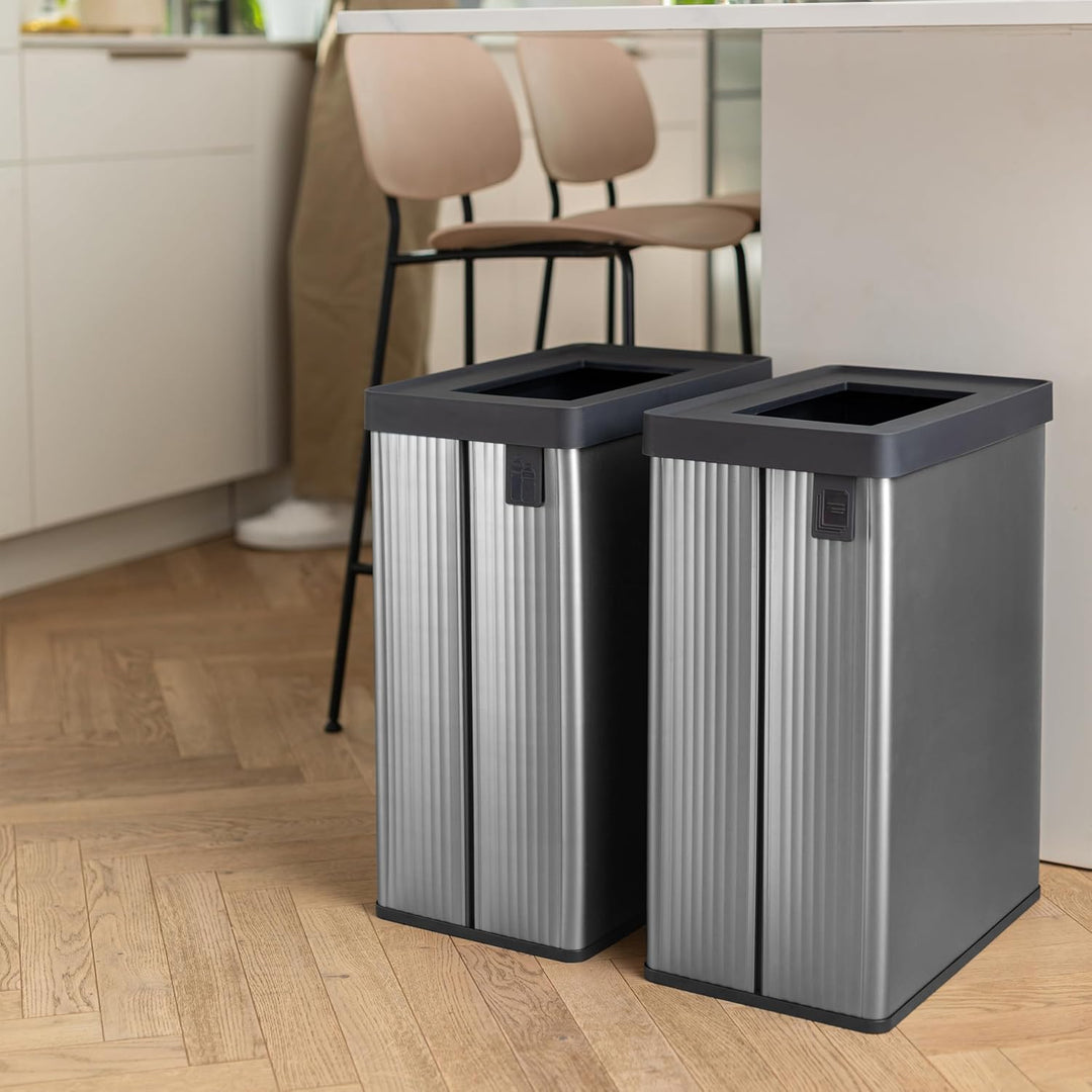 Curver Verto Recycle 54L Mülleimer für Küche, zwei Fächer, einfache Sortierung, offen, schlankes Des