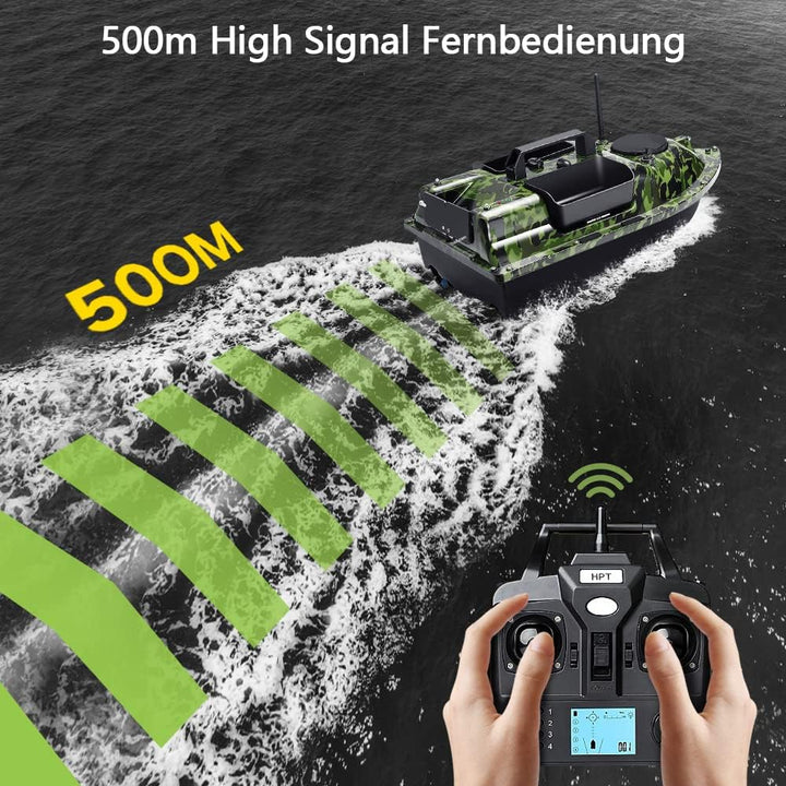 500M 3 Hopper GPS futterboot mit echolot und GPS, LCD Sensor Fischfinder, Mit Handtasche, 12000mAh B