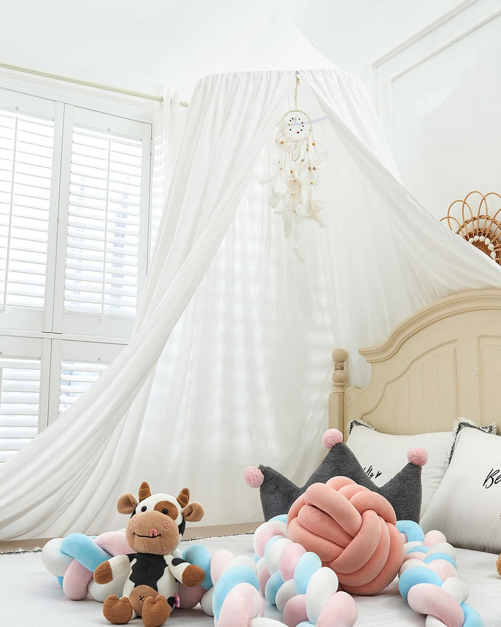Surwin Betthimmel Madchen Jungen Babybett Doppelbett, Einfarbig Moskitonetz Baldachin Kinderzimmer E