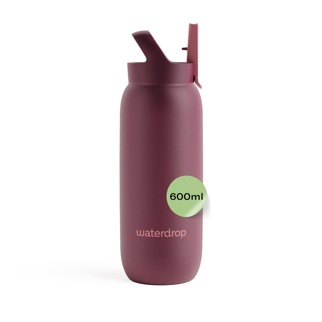 waterdrop® All Purpose Thermosflasche 600ml – Trinkflasche mit Strohhalm – isolierte Edelstahl, 24h