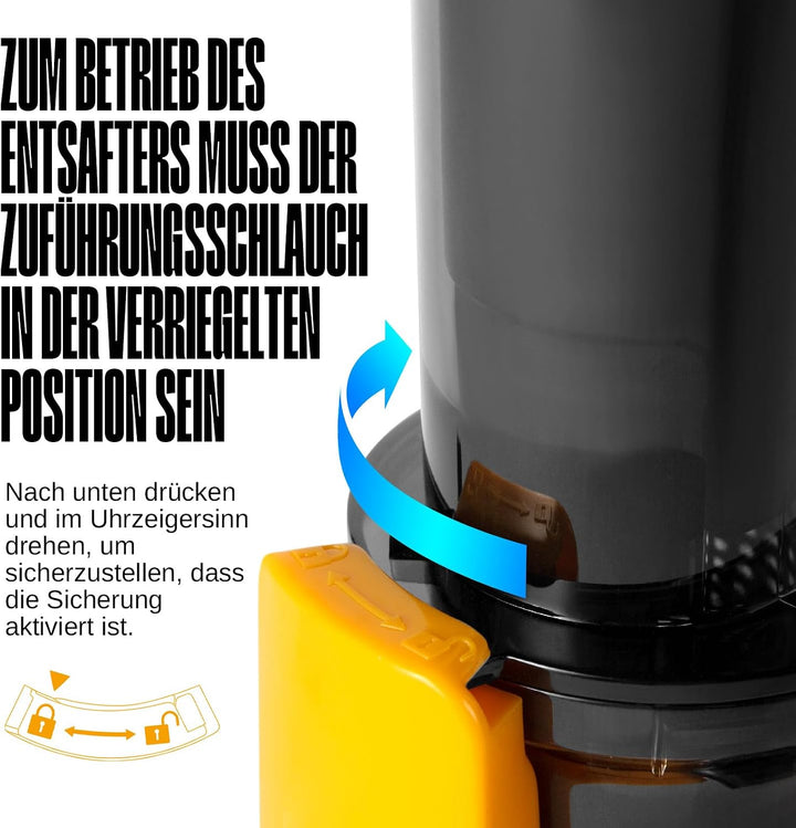 Ventray Ginnie Entsafter | Slow Juicer mit 60 U/min | 45mm Öffnung | Rückwärts Funktion und Zwei Fil