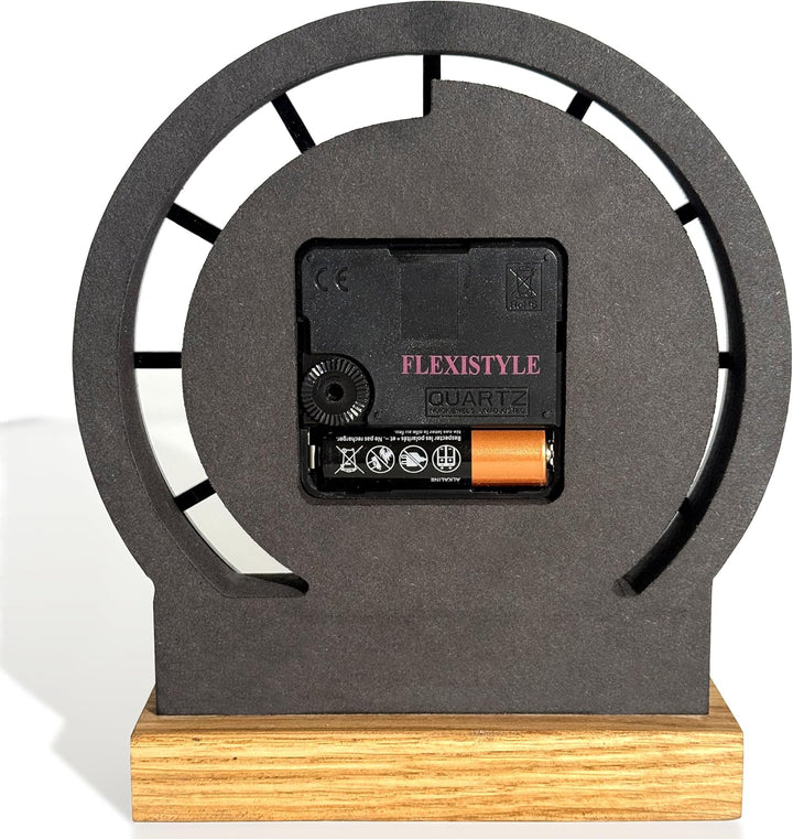 FLEXISTYLE Modern standuhr tischuhr klein aus Holz Eiche Wohnzimmer Badezimmer Uhr Holz tischuhren h