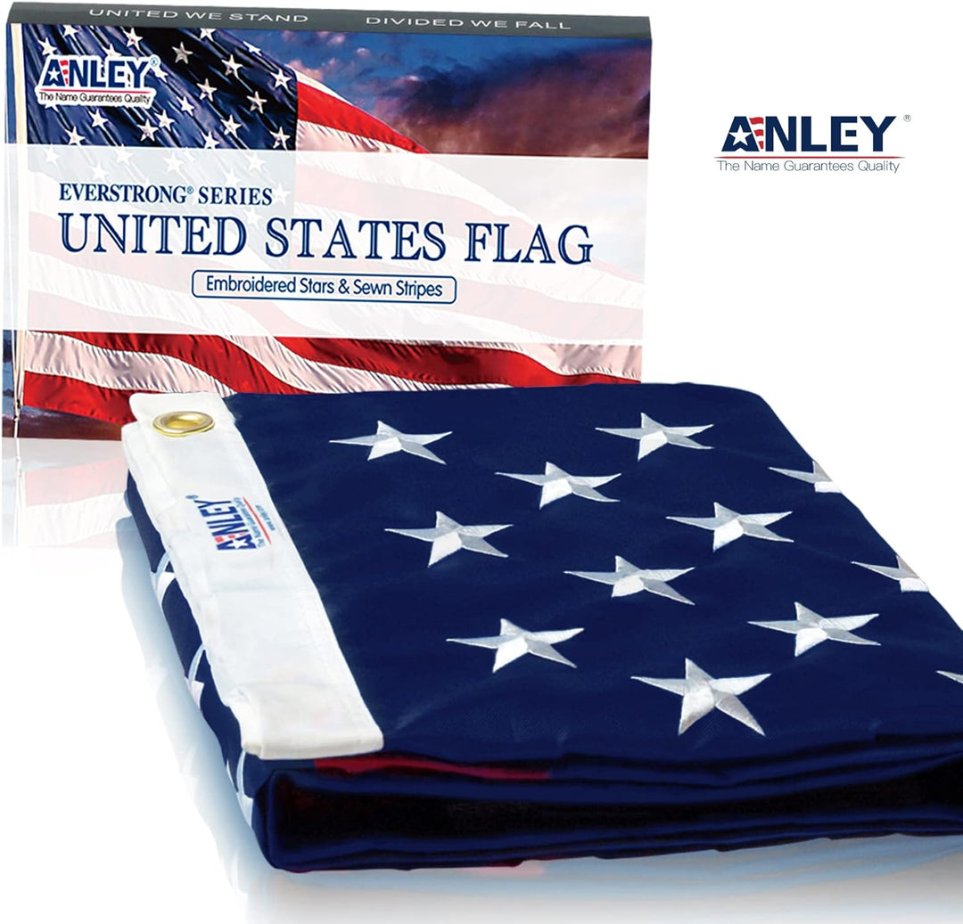 Anley EverStrong Series Amerikanische US-Flagge 2 x 3 Fuss, strapazierfähiges Nylon – bestickte Ster