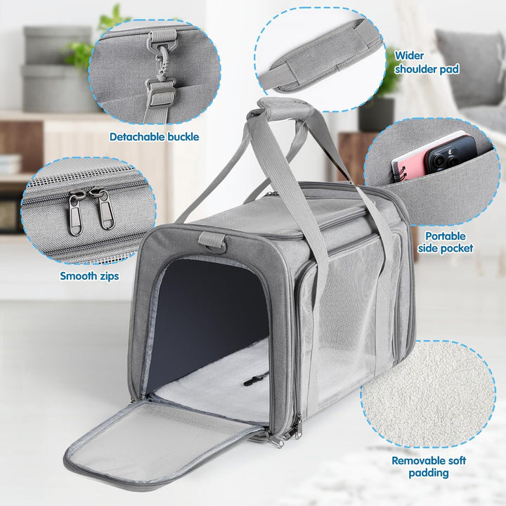 AiQInu Transporttasche Katze Hund Faltbare, Hundetransportbox mit Einstellbar Schultergurt, Tragfähi