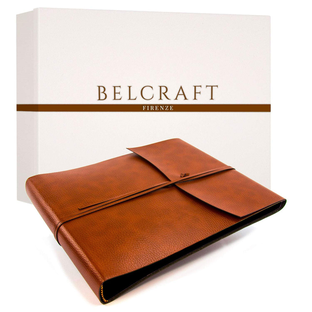 BELCRAFT Tivoli Fotoalbum aus recyceltem Leder, Schwarze Seiten, Querformat, Handgearbeitet in klass