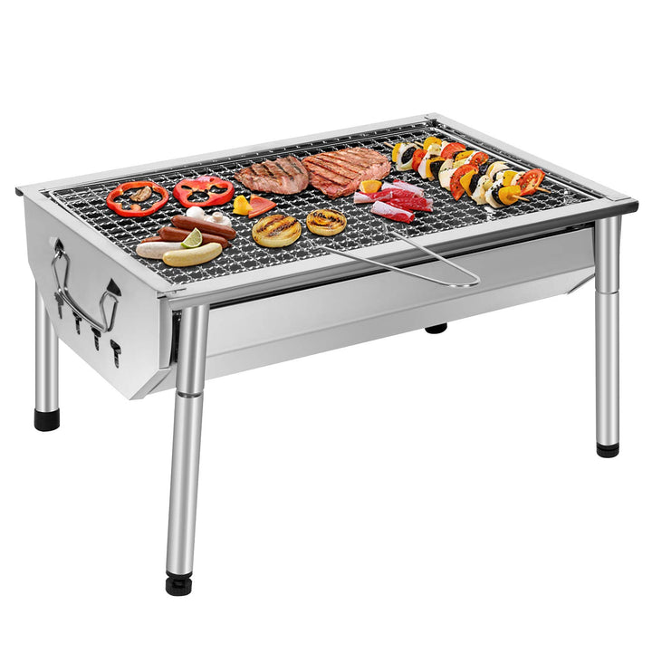 Sunjas Picknickgrill Edelstahl Holzkohlegrill Kleiner Grill Portable Campinggrill Abnehmbare BBQ Gri