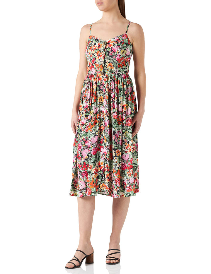Mavi Damen Button Dress Kleid XS Orange Watercolor Print, XS Orange Watercolor Print