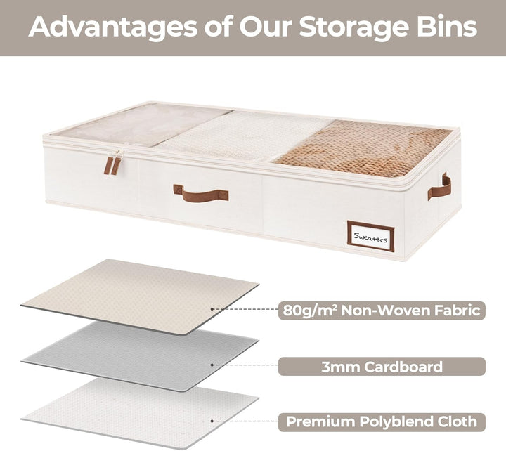 StorageWorks Aufbewahrungsboxen unter dem Bett, grosse Unterbett Aufbewahrung mit Deckel, robuste St