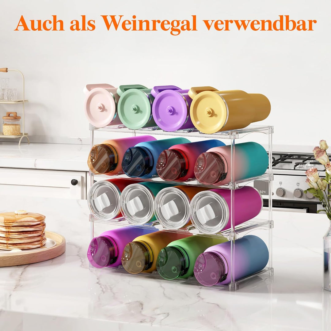 Lifewit Stapelbarer Flaschenorganizer aus Kunststoff für Zuhause, Tumbler- und Becherhalter, Transpa