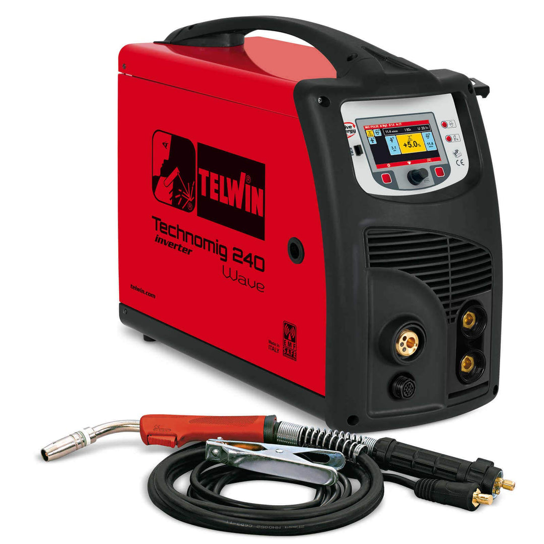 TELWIN Technomig 240 Wave Pulse Synergic Multiprocess Welding Machine 220 A 230 V with 3 M Hose Pack